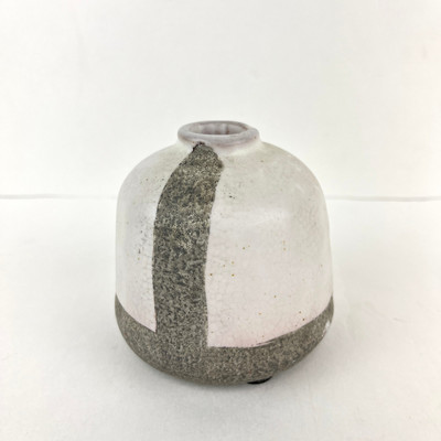 Creative Co-Op Minimalist White Gray Terracotta Bottle Vase-image