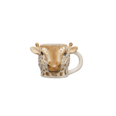 Creative Co-op Giraffe Dolomite Animal Head Mug Novelty Mug-image