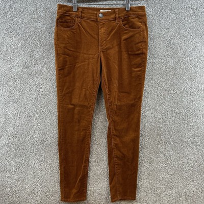 Loft Women's Corduroy Pants Size 8 Petite Orange Mid Rise Skinny-image