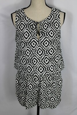 ESCAPADA LIVING S/L JOSS ROMPER WHITE BLACK SANTIAGO NWT-image