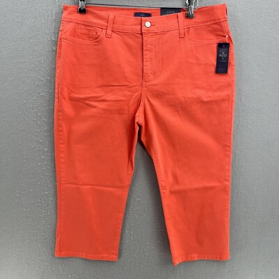 NYDJ Crop Jeans 16P Peach Orange Stretch Denim Slimming Mid Rise Colorful NWT-image