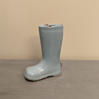 Creative Co-op Shoe Boot Vase Planter Light Blue Gray Distressed Finish-image