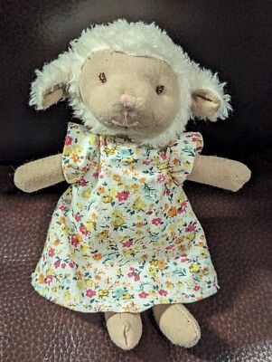 Creative Co-op Blue White Lamb Lovey Sheep Girl W/ Dress Coop Small 6
