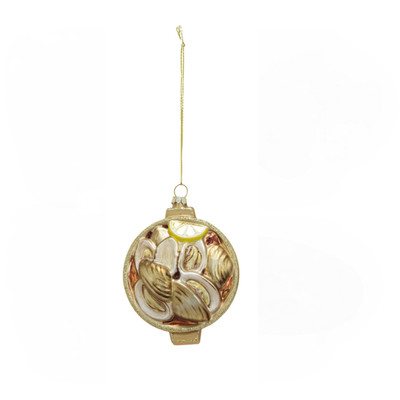 Creative Co-op Tan Clam Basket Glass Ornament Bauble-image