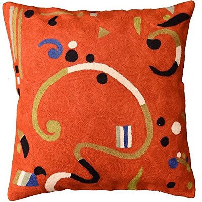 Kandinsky Modern Pillow Cover - Orange Ribbon | Mid Century Chair Cushions | ...-image