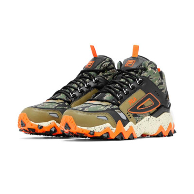 FILA OAKMONT MID TRAINERS SNEAKERS MEN SHOES CAMOUFLAGE/BLACK/ORANGE SIZE 8 NEW-image