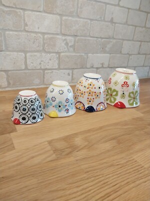Creative Co-Op Ceramic Nesting Set Of 4 Hand Painted Measuring Cups-image