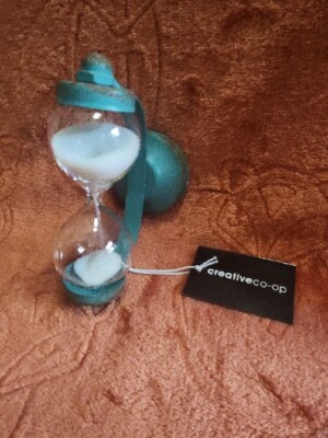 Creative Co-op. Casual Country Style Magnetic Timer. Hourglass. 3 Minute Timer. -image