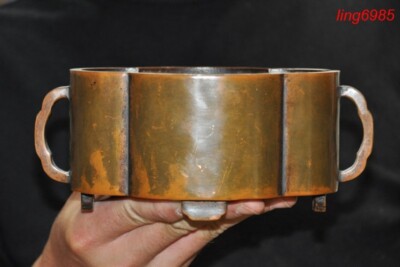 China Buddhism temple pure bronze sacrifice joss Incense burner Censer statue-image