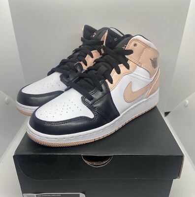 Nike Air Jordan 1 Mid Arctic Orange Black Toe GS Size 5Y / 6.5W (554725-133)-image
