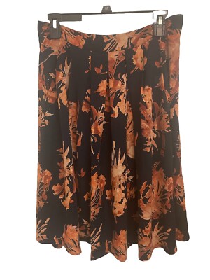 Lulus Mid-length Black And Orange Floral Skirt - Size Large-image