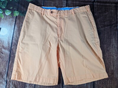 Peter Millar Men's Size 36 Pima Cotton Chino Shorts Orange Casual Golf Comfort -image