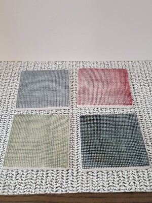 Creative Co-op Ceramic Linen/Fabric texture Multi-color Square Coasters Set of 4-image