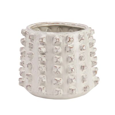 Creative Co-Op Stoneware Sculptural Raised Dots Ivory Planter-image