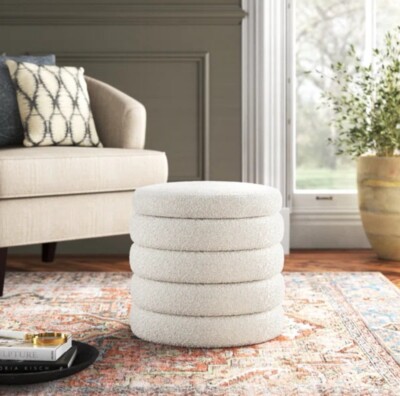 Helene Upholstered Storage Ottoman By Joss & Main Ivory Boucle-image