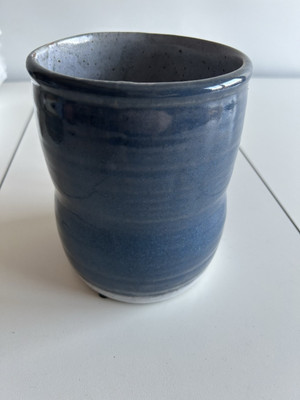 Creative Co-op Large Pottery Blue Gray Vase -image