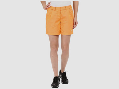 $77 Nike Womens Orange Oxford Golf Casual Sports Logo Mid Rise Shorts US Size 4-image
