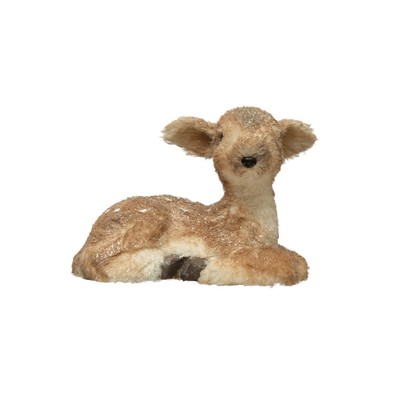 Faux Fur Lying Fawn with Glitter, Tan and White-image