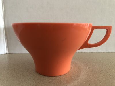 Vintage MelMac Melamine 4 Cups -Mallo-Belle ORANGE  Mid Century Modern. NICE!!-image