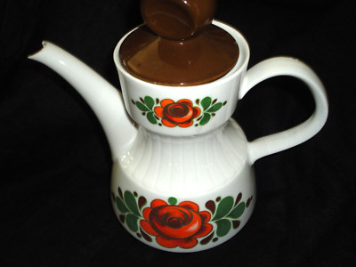 VINTAGE PITCHER FLORAL TIRSHENREUTH ORANGE BROWN MID MOD (1) PITCHER 8X6-image