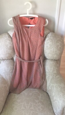 Woman Floral Coral Orange  Print Sleeveless Lined Dress-image