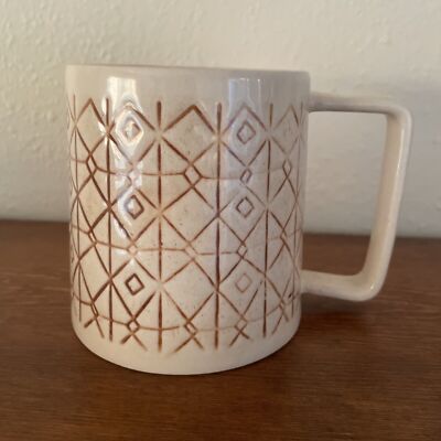 Creative Co-op stoneware Ceramic Mug Geometric Boho Mid Century Modern MCM-image