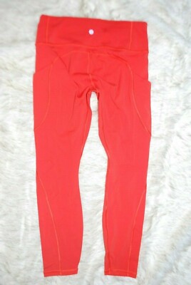Women's Athleta Fireball Orange Mid-rise Fitness Pants (Medium)-image