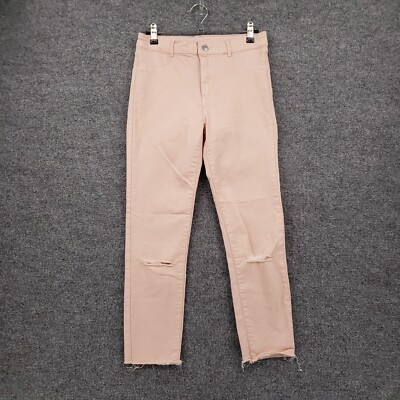 Zara Trafaluc Jeans Womens 6 Mid Rise Capri Distressed Light Wash Orange Denim-image