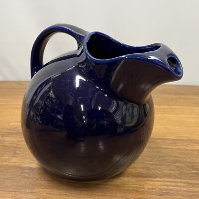 VTG Hall Ball Pitcher Jug Robin Cobalt Blue Orange Kitchenware Mid Century Mod-image