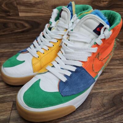 Nike SB Blazer Mid Edge Orange Yellow Green Blue Men's Sneakers Size US 10.5-image