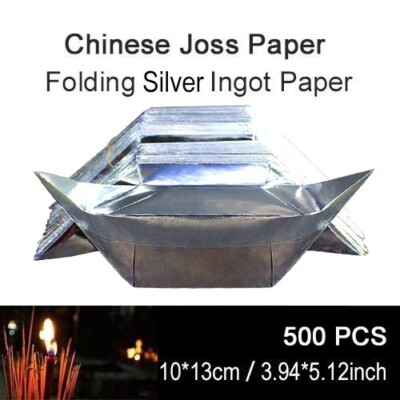 500 X Chinese Joss Paper Folding Silve Ingot Paper Sacrificial Offering 3.9*5''-image