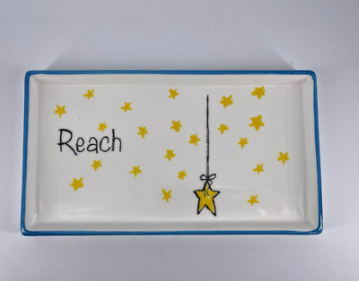 Creative Co-op Tawnya Norton Reach For The Stars Rectangular Plate Trinket Apps-image