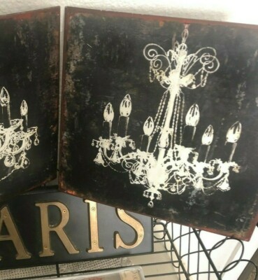 CREATIVE CO-OP Black Tin WALL Plaque CHANDELIER 12