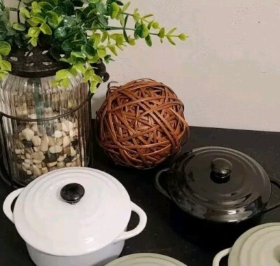 Set Of 2 Creative Co-op Stoneware Mini/Individual Baker Dish w/Lids Black, White-image