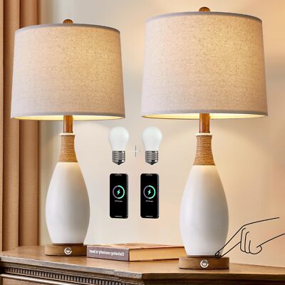 OYEARS 24.5” 3-Way Dimmable Touch Control Bedside Table Lamp Set of 3-BOTTLE -image