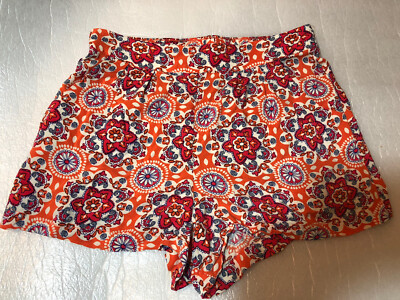 Boho Tropical Orange Floral Elastic Waist Shorts w/ Pockets by Mossimo ,Small-image