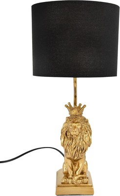 Creative Co-Op Lion Shaped Table Lamp with Black Shade Gold-image