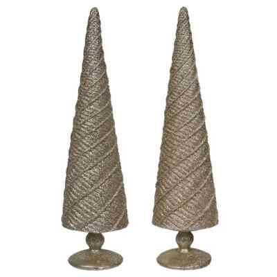 Champagne Spiral Embossed Resin Trees Set/2-image