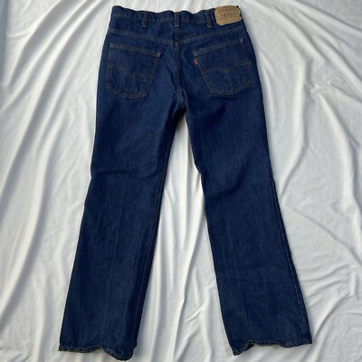 Vtg LEVIS Orange Tab Jeans Men’s 34x28 Mid Rise Bootcut Dark Blue Wash 90s-image