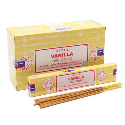 Satya Vanilla Incense Joss Sticks Pack of 12X15g Each Packs 180 Incense Sticks-image