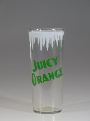 Vintage Advertising Crystal Glass Juicy Orange Advertising Tumbler c.1955-image