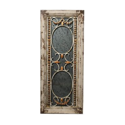 Creative Co-Op Rectangle Pine Wood Framed Antiqued Mirror-image