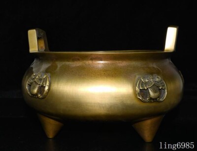 Chinese Buddhism temple bronze animal Bats statue Joss Incense burner Censer-image