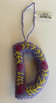 Wool Felt Embroidered Appliqued Alphabet Boho Letter 
