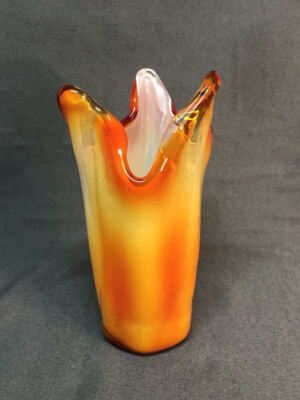 Sunburst Vintage West German Vase, Mid-Century Glass Vase, Elegant Shape-image