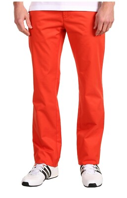 Adidas SLVR L77922 Men's Orange Basic Mid Rise Straight Pants Size XL-image