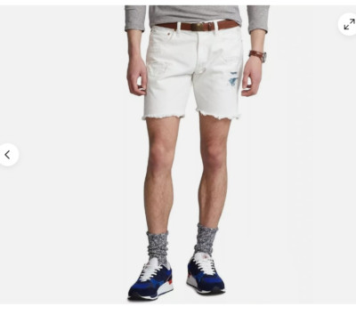 POLO RALPH LAUREN Men's The SULLIVAN Slim White Denim Cut-Off Patch Jean £235-image