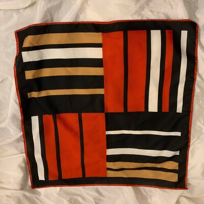 Vintage 60s or 70s Mid Century Modern geometric  striped pattern of rust orange,-image