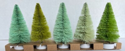 Creative Co-Op Boxed Set 5 Bottle Brush Trees Various Green Colors 4