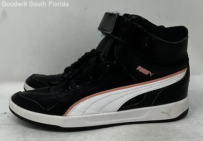 Puma Boys Liza Mid Dazz 361471-01 Black White Orange High Top Sneaker Shoes 4.5-image